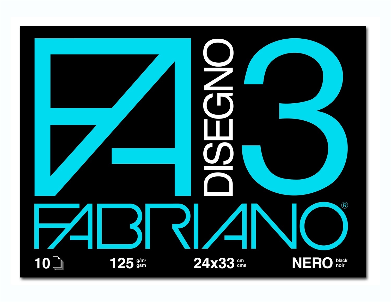 Fabriano Album F3 Nero - 10 Fogli - 125 g/m² - 24x33 cm - Carta Ecologica
