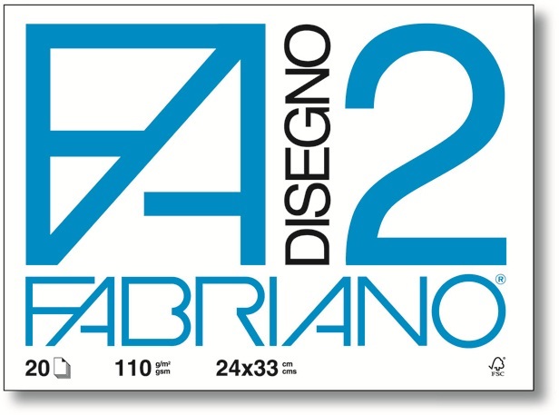 Fabriano Album da Disegno F2 20 Fogli 24x33 cm Lisci Riquadrati 110 g/m²