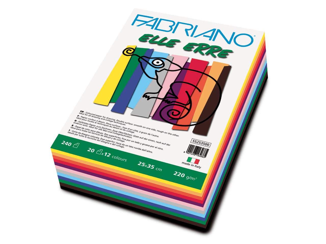 Fabriano Elle Erre Cartoncino Colorato 70x100 cm 220 g Ferro 122 - Blister da 10 Fogli