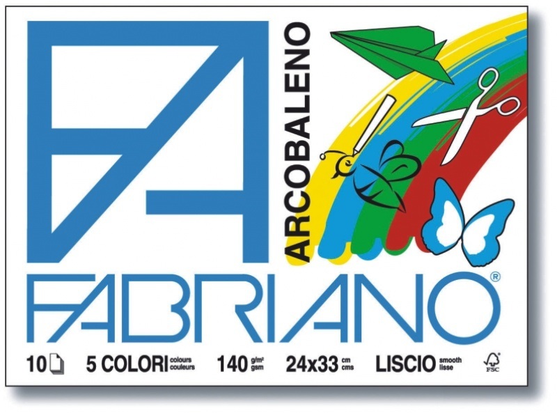 Fabriano Album Arcobaleno - 24x33 cm - 10 Fogli - 140 g/m² - 5 Colori Assortiti