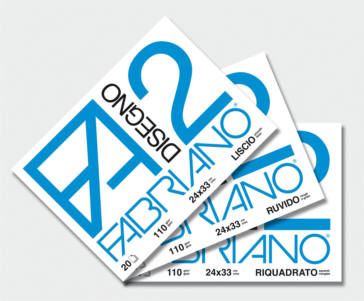 Fabriano Album da Disegno F2 33x48 cm - 12 Fogli - 110 g/m² - Liscio Riquadrato - Collato