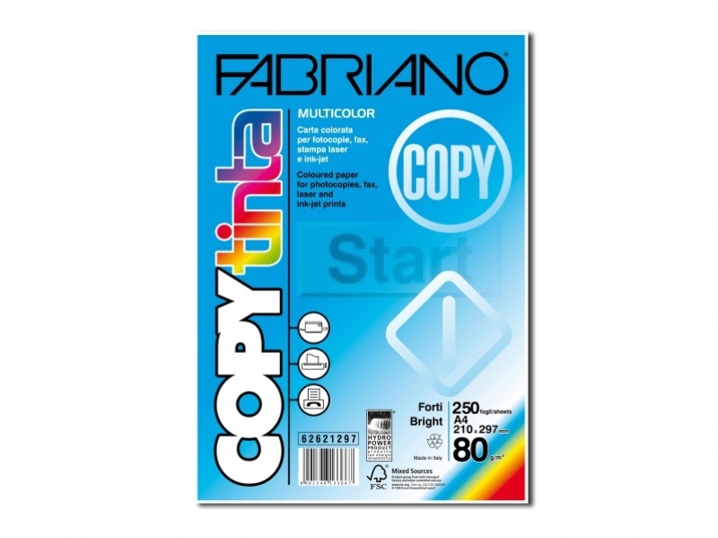 Fabriano Carta Copy Tinta Multicolor A3 - 80 g - Mix 5 Colori Tenui - Conf. 250 Fogli