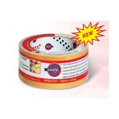 Eurocel PPDA 721 Nastro Biadesivo 50mm x 10m - Supporto in PP Non Orientato, Adesivo in Gomma Sintetica per Fissaggio di Moquette e Tappeti
