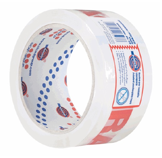 Eurocel Nastro adesivo per imballo 50 mm x 66 m Polipropilene (PP) Rosso/bianco con scritta FRAGILE - Adesivo acrilico all'acqua, srotolamento silenzioso