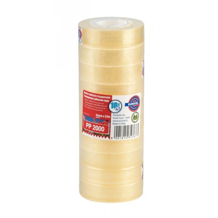 Eurocel PP2000 Nastro Adesivo Trasparente 15 mm x 33 m - Conf. 10 pz