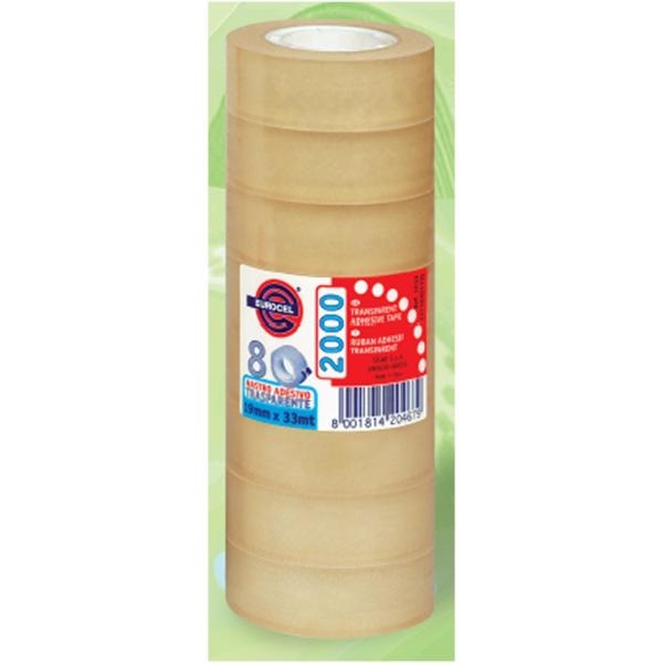 Eurocel PP2000 Nastro Adesivo Trasparente 19 mm x 33 m - Conf. 8 Rotoli