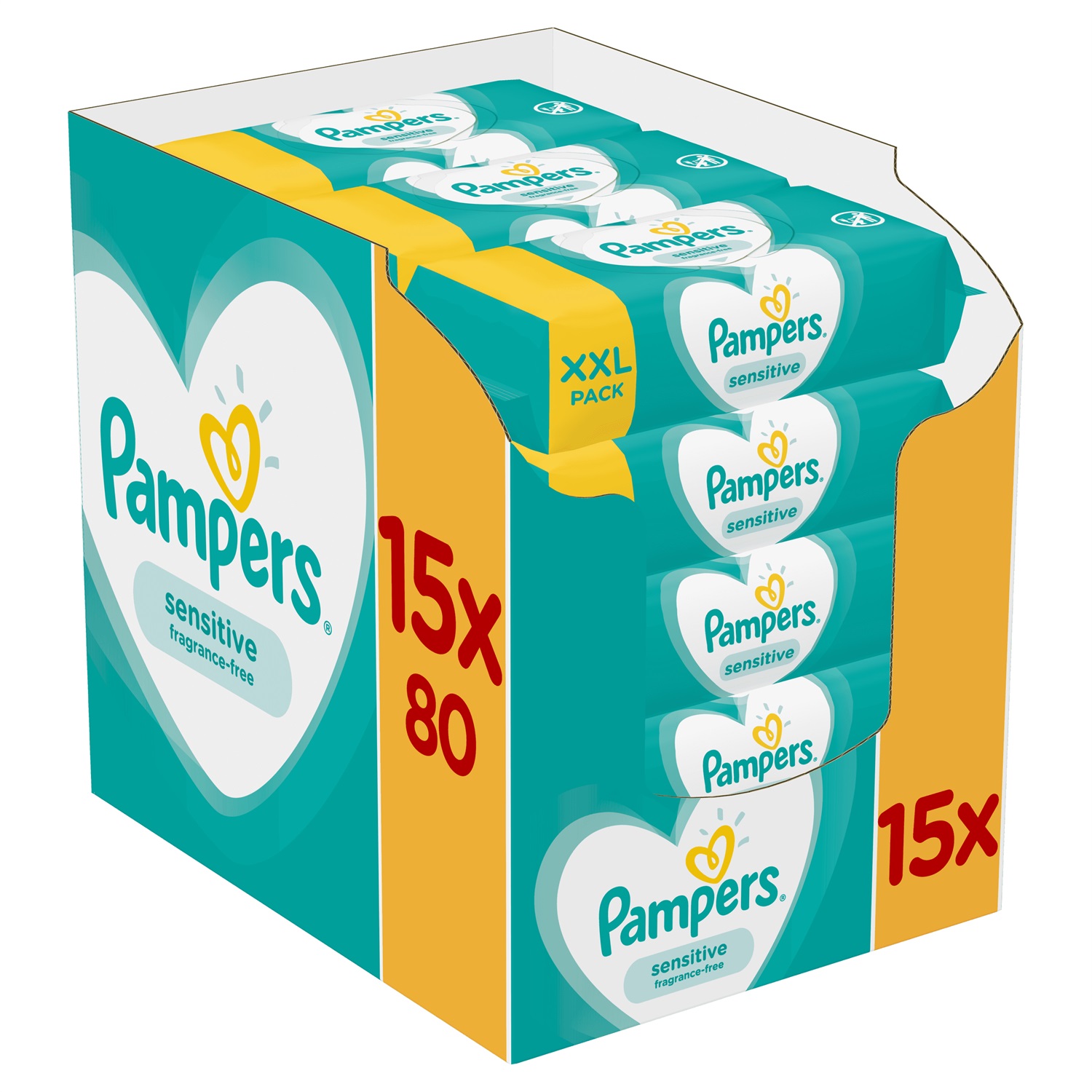 Pampers Salviettine Umidificate Sensitive - 1200 pz (15 confezioni da 80) per una pulizia delicata e protettiva