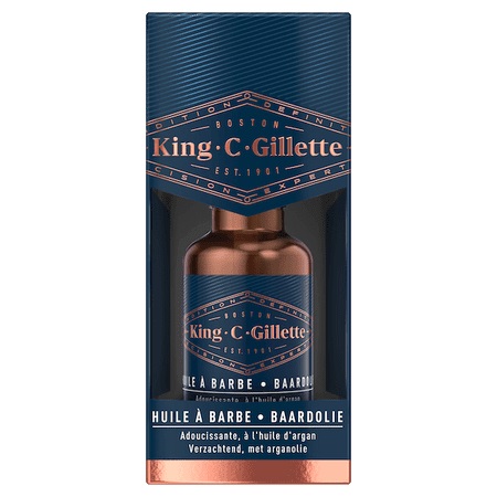 Gillette King C. Olio da Barba 30 ml - Ammorbidente Idratante con Oli di Argan, Jojoba e Avocado