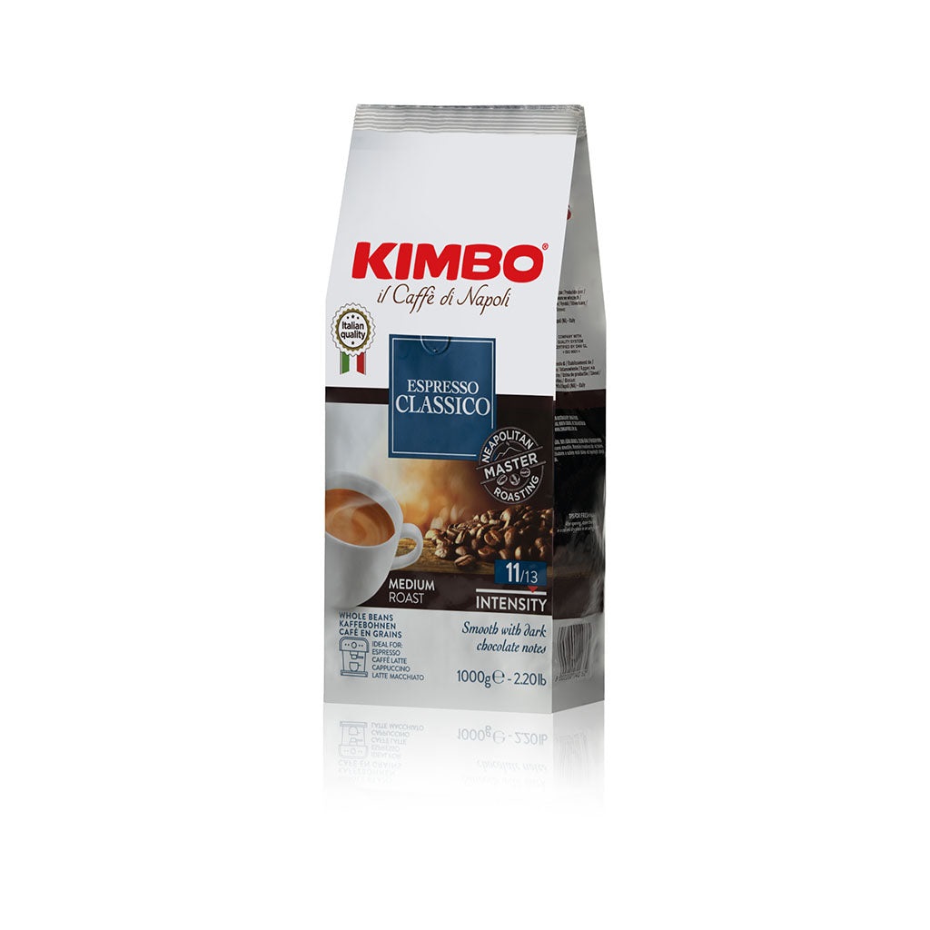 Kimbo Espresso Classico Caffè in Grani 1 kg - Tostatura Medio-Scura, Intensità 11/13, Aroma Cioccolato e Pane Tostato