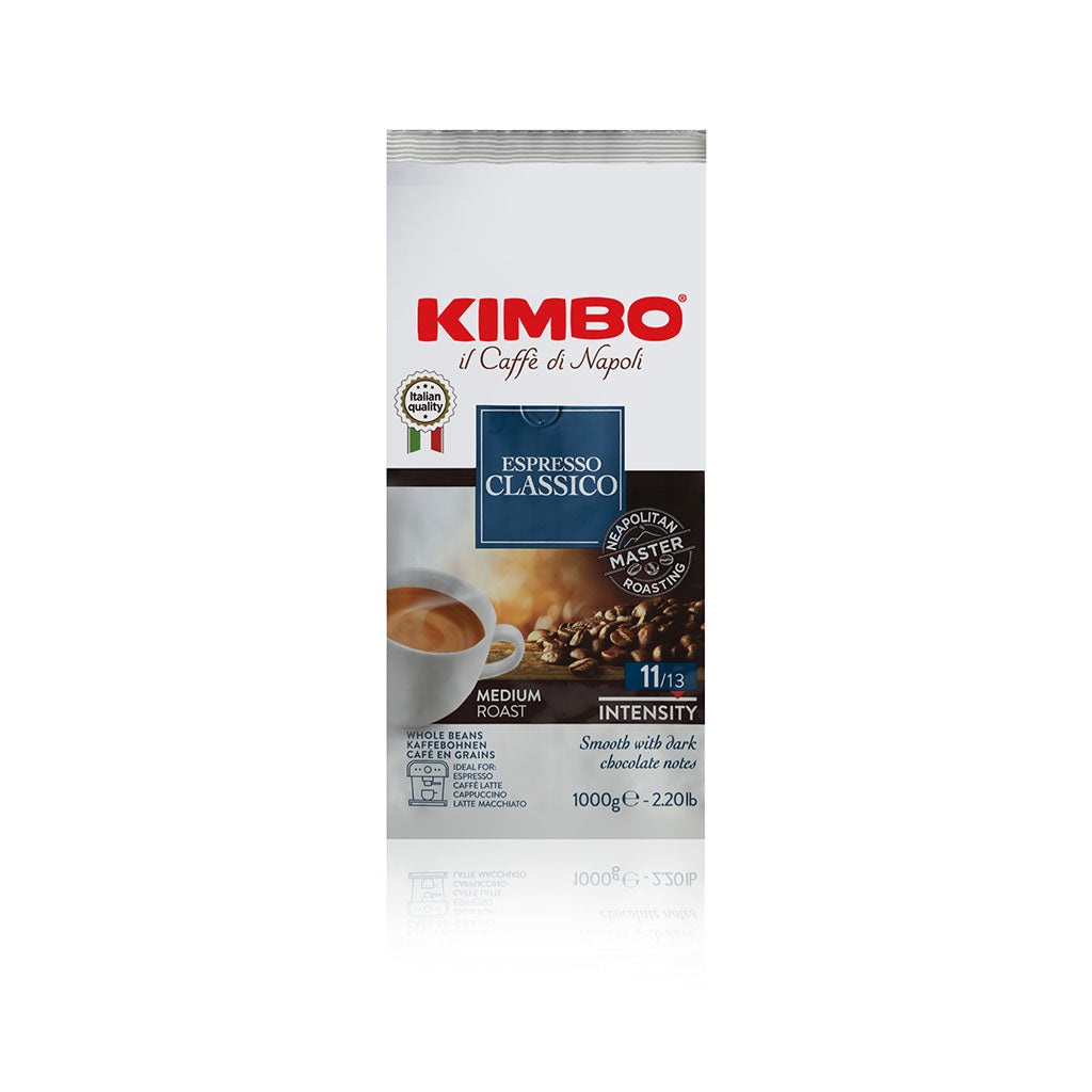 Kimbo Espresso Classico Caffè in Grani 1 kg - Tostatura Medio-Scura, Intensità 11/13, Aroma Cioccolato e Pane Tostato