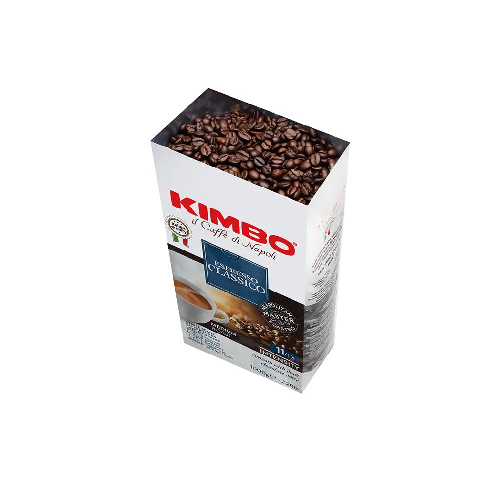 Kimbo Espresso Classico Caffè in Grani 1 kg - Tostatura Medio-Scura, Intensità 11/13, Aroma Cioccolato e Pane Tostato