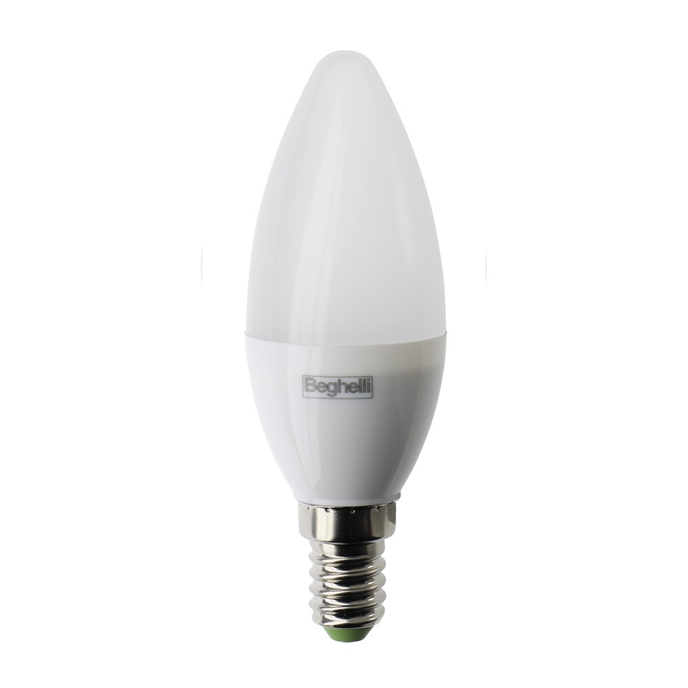 Beghelli Lampadina LED Candela SMD 5W E14 450LM Bianco Naturale 4000K - Forma Oliva, Materiale Termoplastico, Garanzia 2 Anni