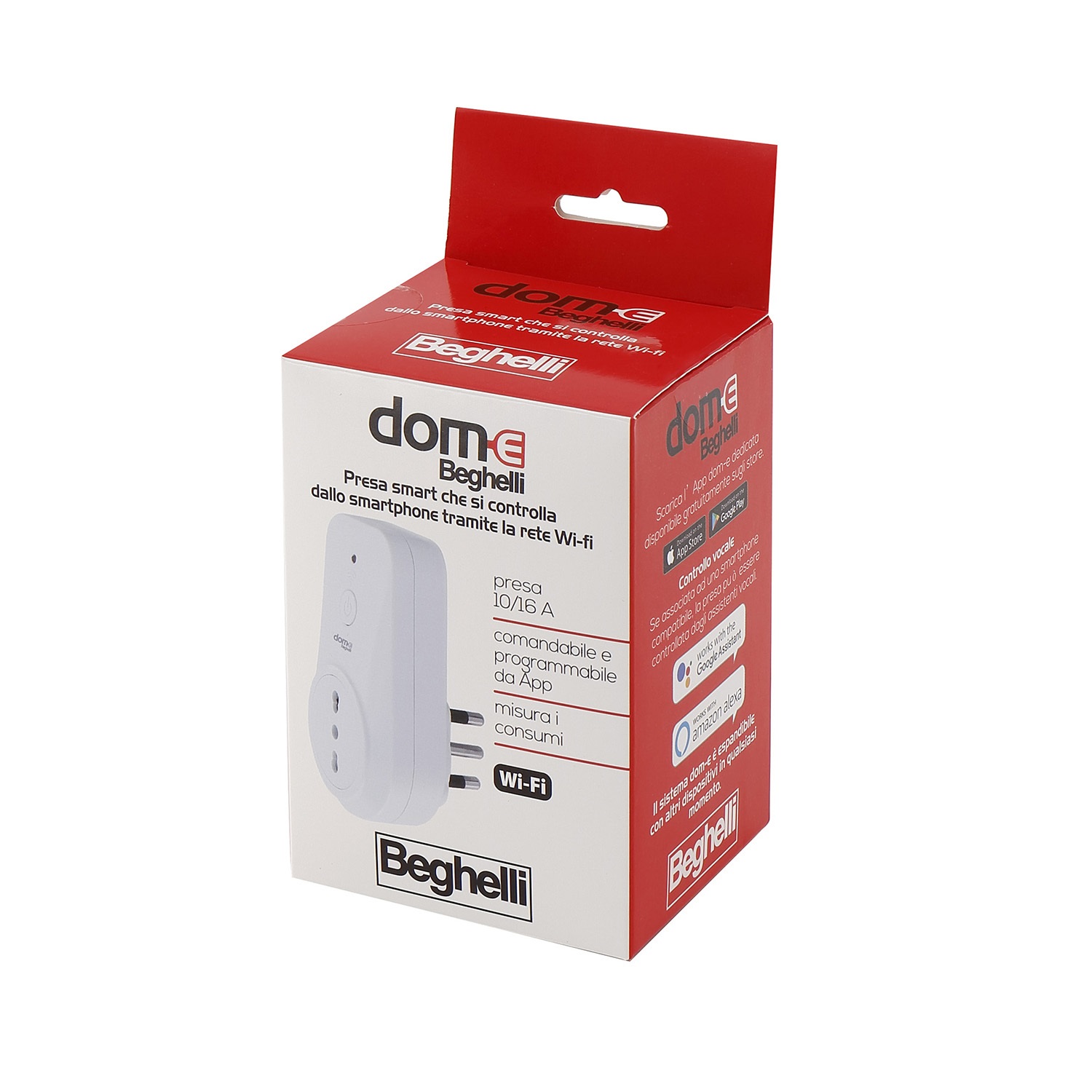 Beghelli Presa Smart Wi-Fi 10/16A con Controllo Vocale e Monitoraggio Consumi - Domotica Facile per Casa e Ufficio