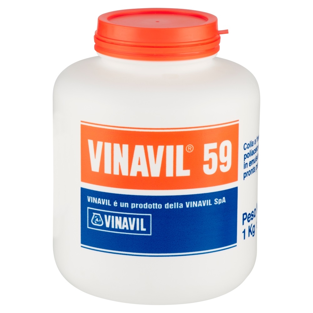 Vinavil Colla Vinilica Universale 59 - 1 kg - Adesivo Trasparente Senza Solventi per Legno, Carta e Materiali Porosi