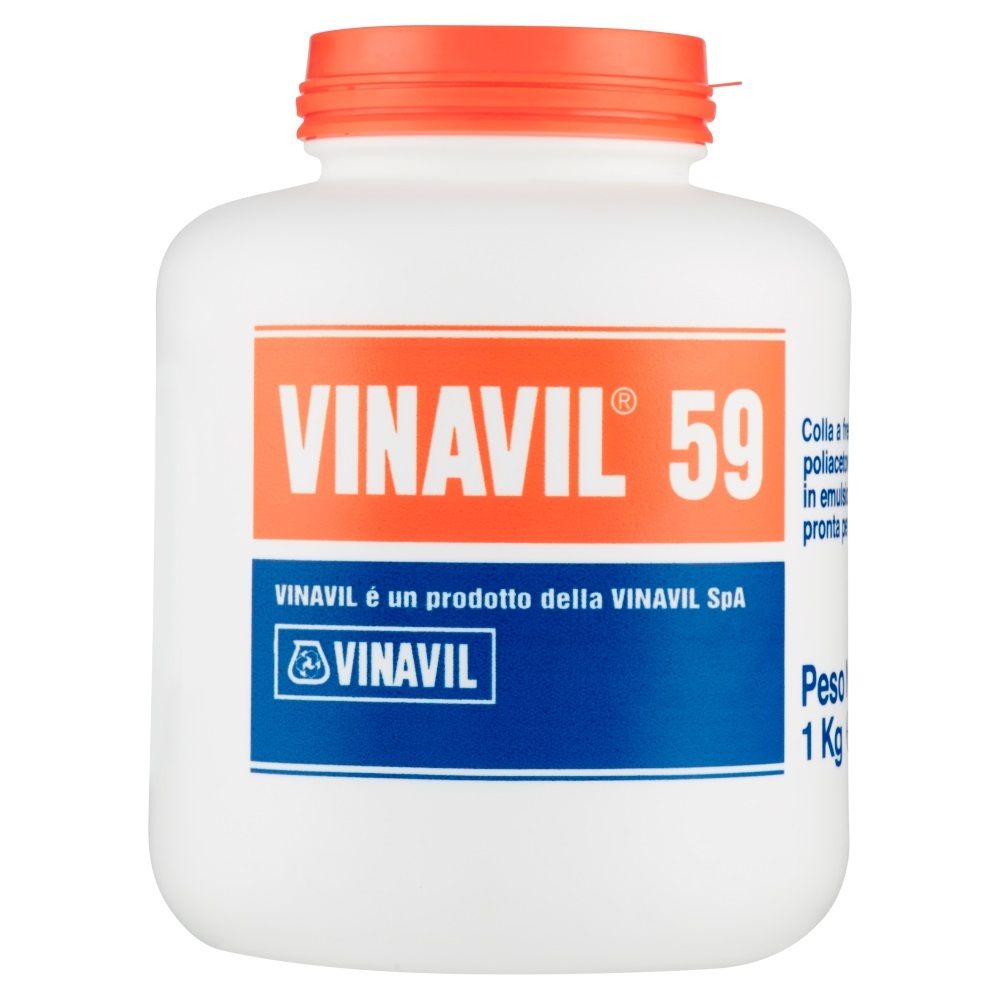 Vinavil Colla Vinilica Universale 59 - 1 kg - Adesivo Trasparente Senza Solventi per Legno, Carta e Materiali Porosi