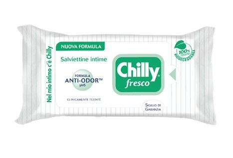 Chilly Salviette Intime Gel 12 Pezzi - Formula Fresca con Mentolo Naturale, Ideali per Uso Fuori Casa