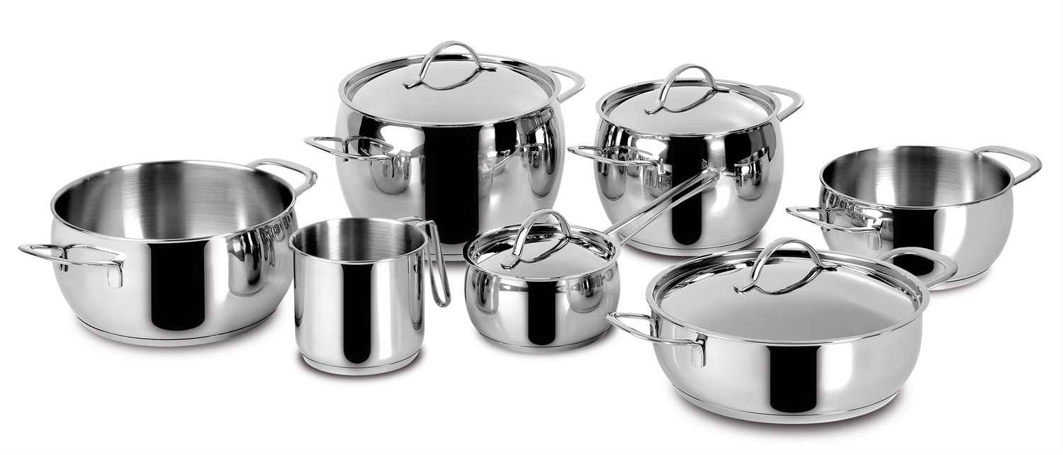 Lagostina Euforia Set di Pentole Induzione, Gas e Forno in Acciaio Inox 18/10 - 11 Pezzi con Fondo Lagoseal Plus, Include 4 Casseruole, 2 Pentole, Bollilatte e 4 Coperchi