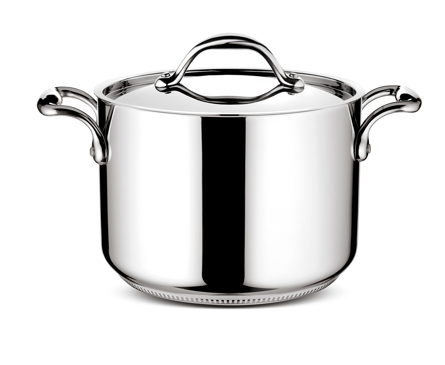 Lagostina Accademia Lagofusion Pentola 22 cm in Acciaio Inossidabile con Coperchio e 2 Maniglie, Fondo a 5 Strati per Tutti i Piani Cottura