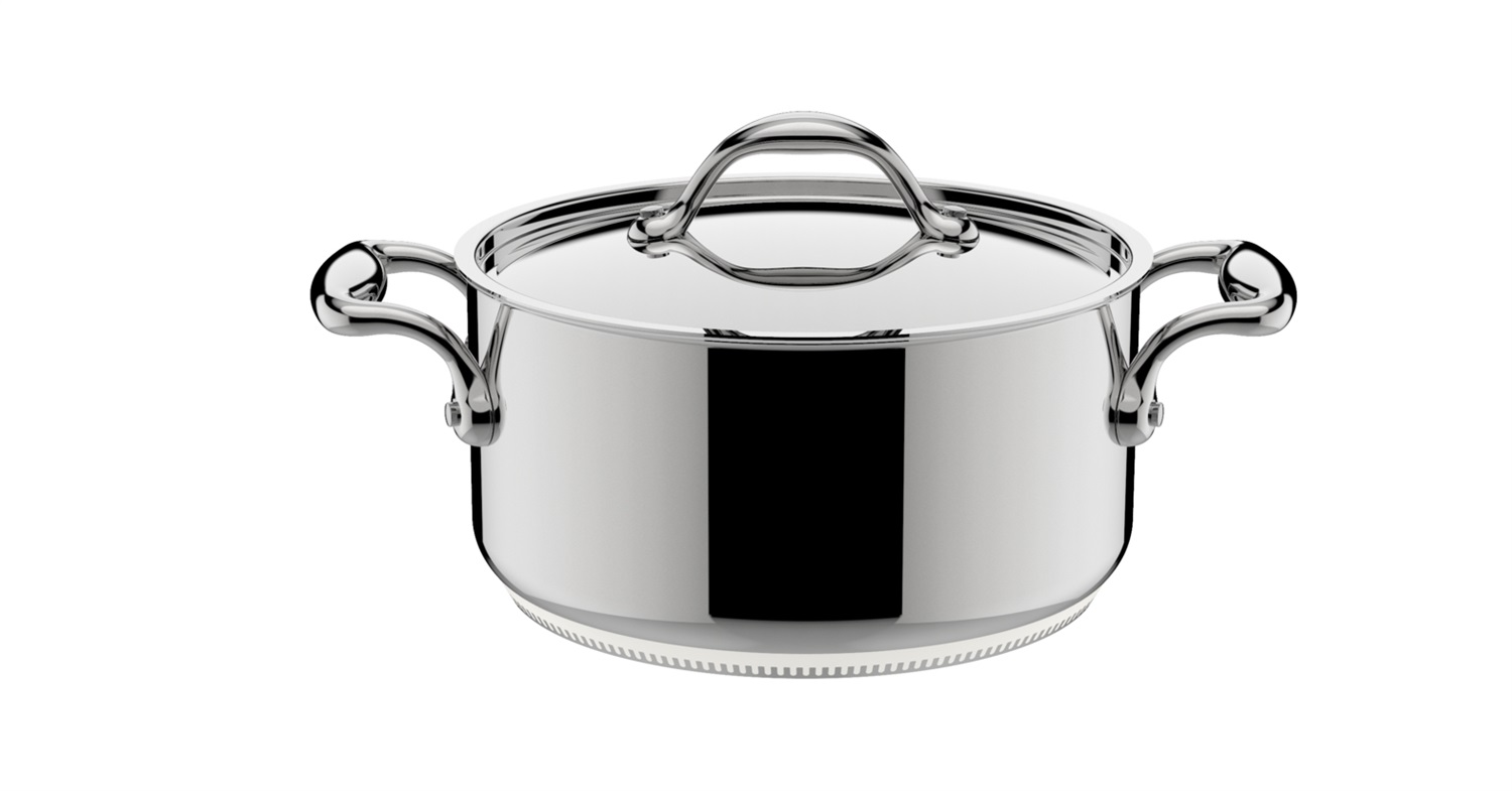 Lagostina Accademia Lagofusion Casseruola Fonda 2 Maniglie con Coperchio Ø 24 cm in Acciaio Inox 18/10 - Compatibile con Induzione, Gas e Forno