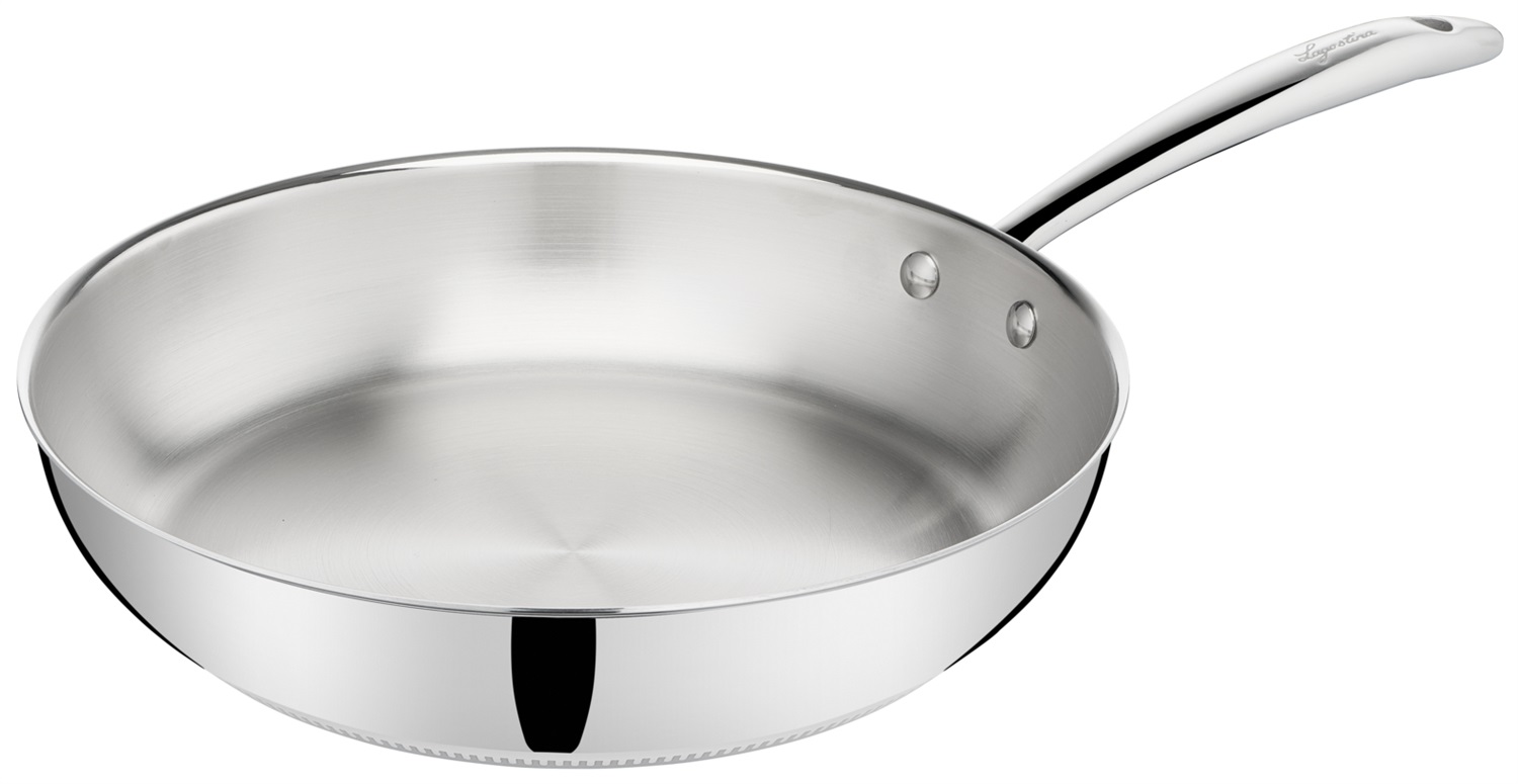 Lagostina Accademia Lagofusion Padella 24 cm Acciaio Inox 18/10 con Fondo a 5 Strati, Compatibile con Induzione, Gas e Forno