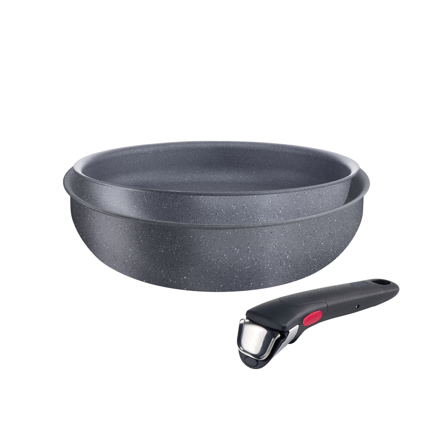 Lagostina Ingenio Mineralis Green - Set di 3 Padelle Antiaderenti in Alluminio Riciclato con Manico Amovibile