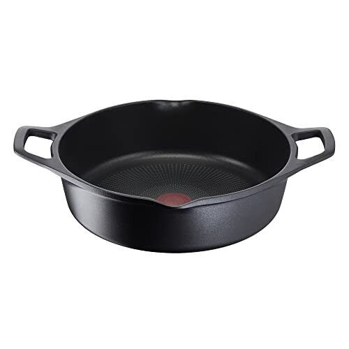 Lagostina Aroma Casseruola Bassa Ø28cm in Alluminio Pressofuso con Coperchio in Vetro, 2 Maniglie, Rivestimento Titanium, Compatibile con Induzione, Gas e Forno