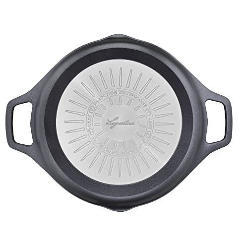 Lagostina Aroma Casseruola Bassa Ø28cm in Alluminio Pressofuso con Coperchio in Vetro, 2 Maniglie, Rivestimento Titanium, Compatibile con Induzione, Gas e Forno