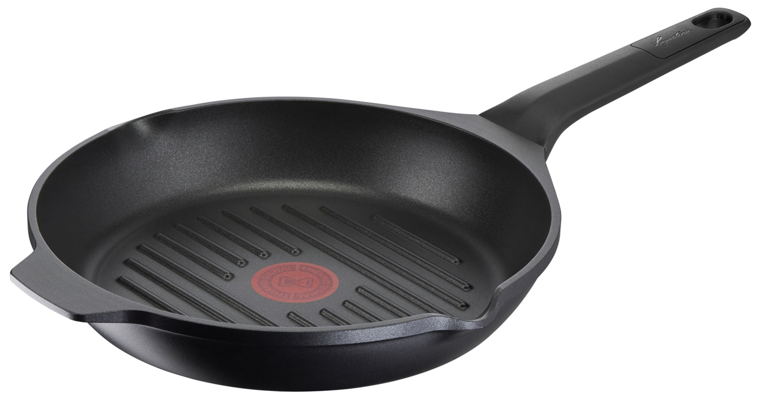 Lagostina Aroma Grill Bistecchiera Antiaderente Rotonda Ø 26 cm in Alluminio Pressofuso con Rivestimento Titanium e Indicatore Cottura Thermo-Signal