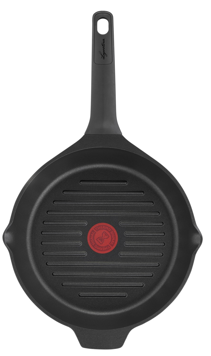 Lagostina Aroma Grill Bistecchiera Antiaderente Rotonda Ø 26 cm in Alluminio Pressofuso con Rivestimento Titanium e Indicatore Cottura Thermo-Signal