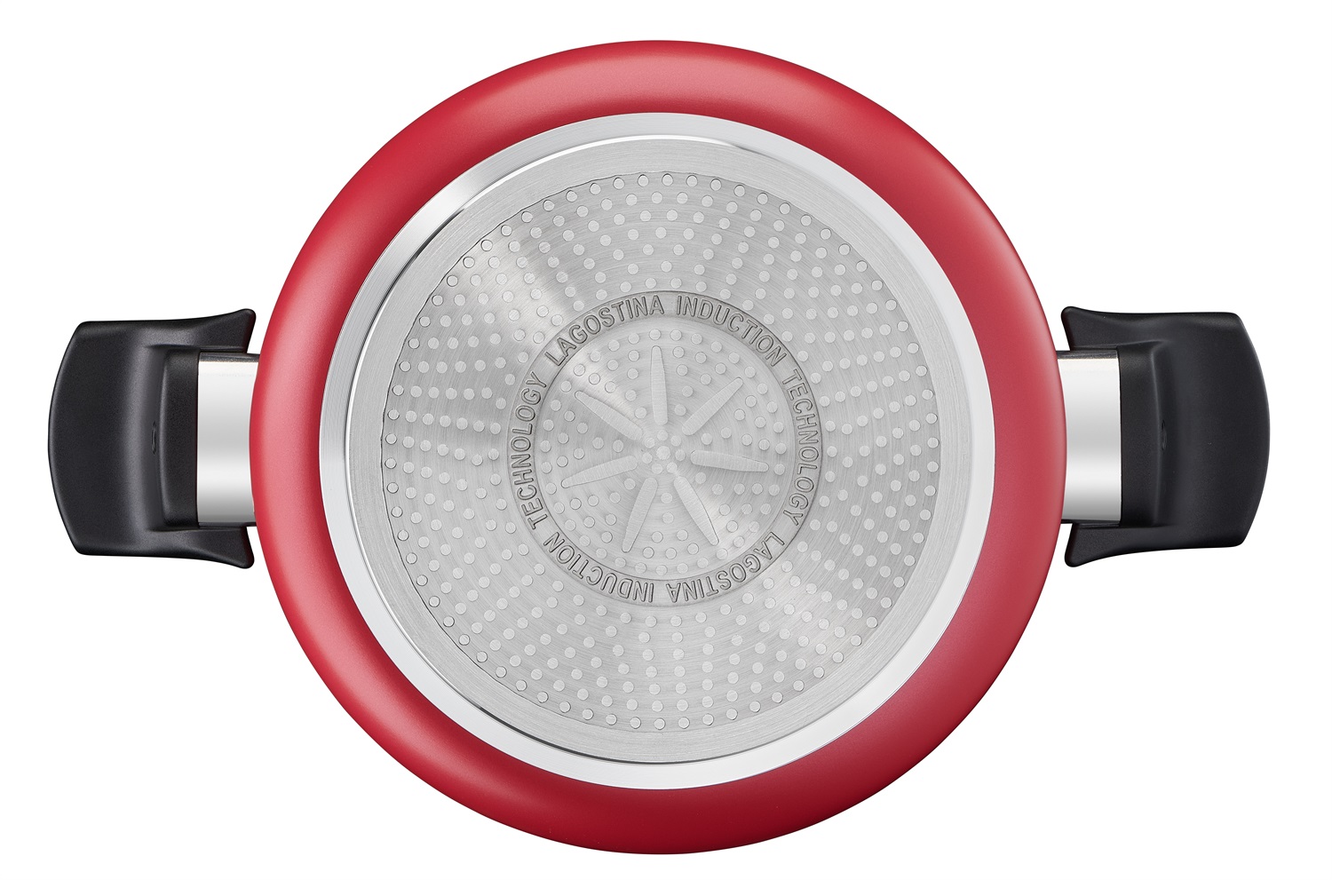 Lagostina Cucina Mediterranea Casseruola Fonda 2 Maniglie Antiaderente in Alluminio Ø 24 cm, Rosso, Per Induzione con Indicatore Cottura Thermo-Signal