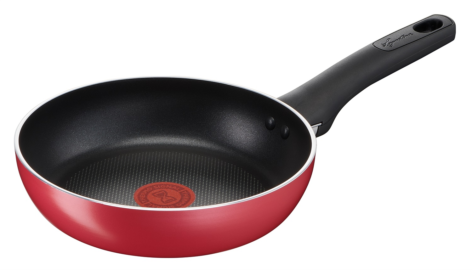Lagostina Padella Cucina Mediterranea Ø 20 cm - Alluminio Antiaderente con Indicatore Cottura Thermo-Signal, Rosso
