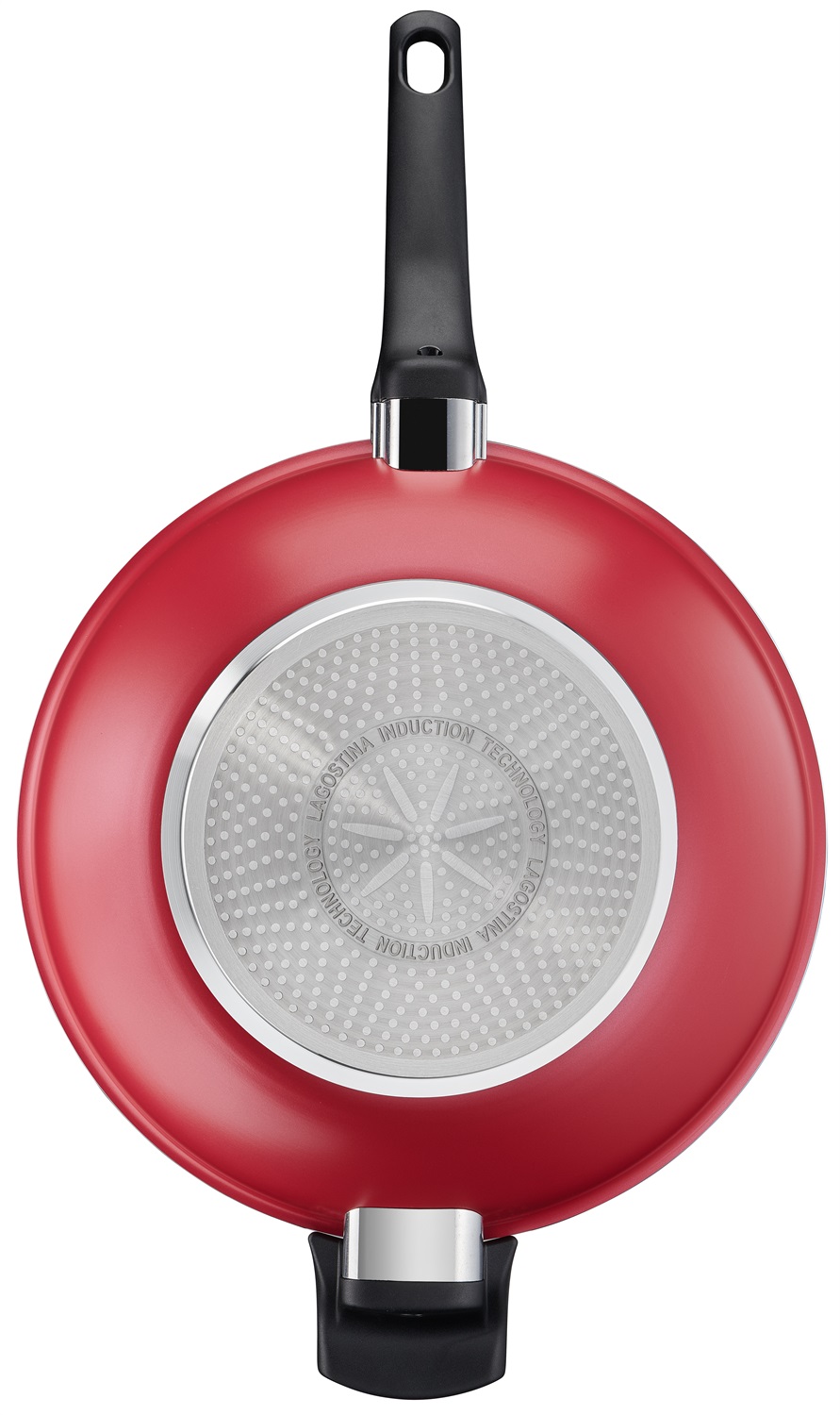 Lagostina Wok Antiaderente 30 cm - Alluminio, Rivestimento Titanium Easy, Colore Rosso, Compatibile con Induzione, Gas e Forno