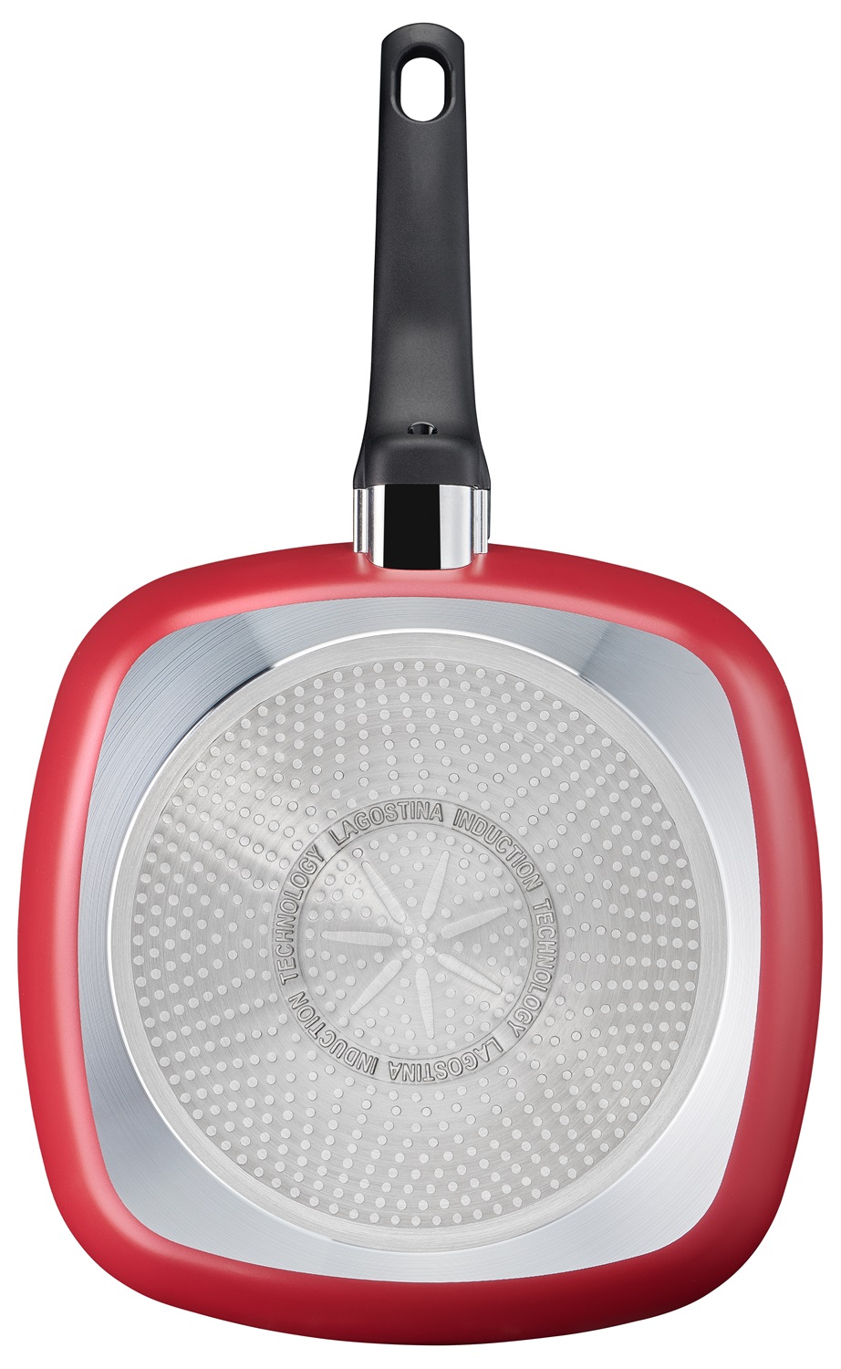 Lagostina Grill Antiaderente 26x26 cm - Bistecchiera in Alluminio con Rivestimento Titanium Easy, Manico Ergonomico e Indicatore Cottura Thermo-Signal