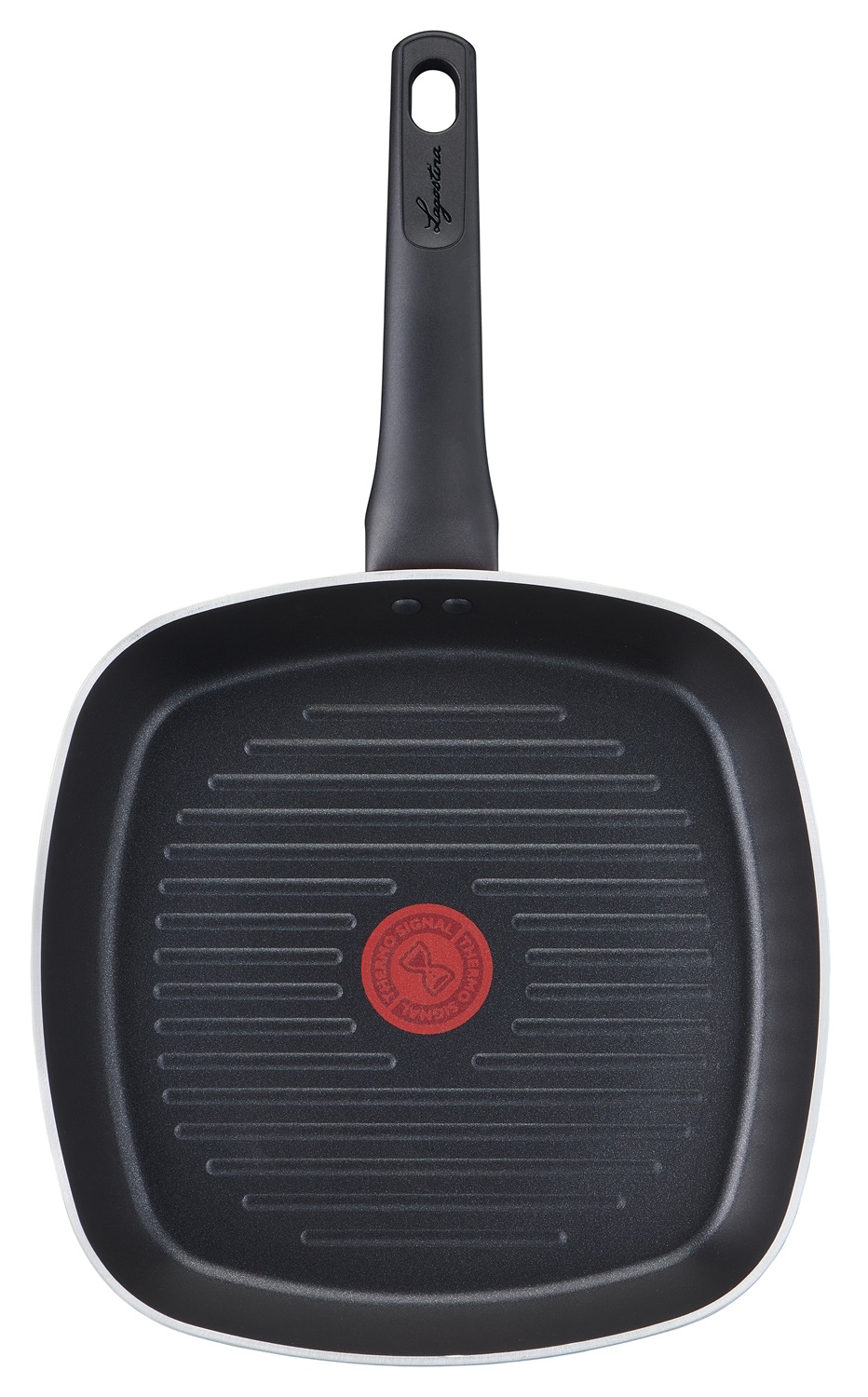 Lagostina Grill Antiaderente 26x26 cm - Bistecchiera in Alluminio con Rivestimento Titanium Easy, Manico Ergonomico e Indicatore Cottura Thermo-Signal