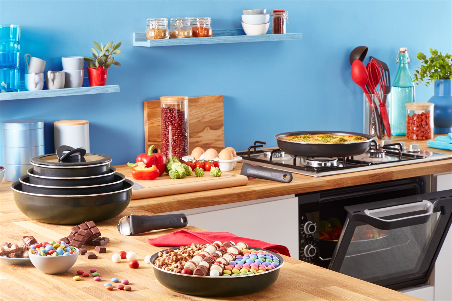 Lagostina Ingenio Easy Start Set di Pentole 3 Pezzi - Padella 26 cm, Casseruola 16 cm, Manico Removibile, Antiaderente in Alluminio e Titanio, Nero, con Tecnologia Thermosignal