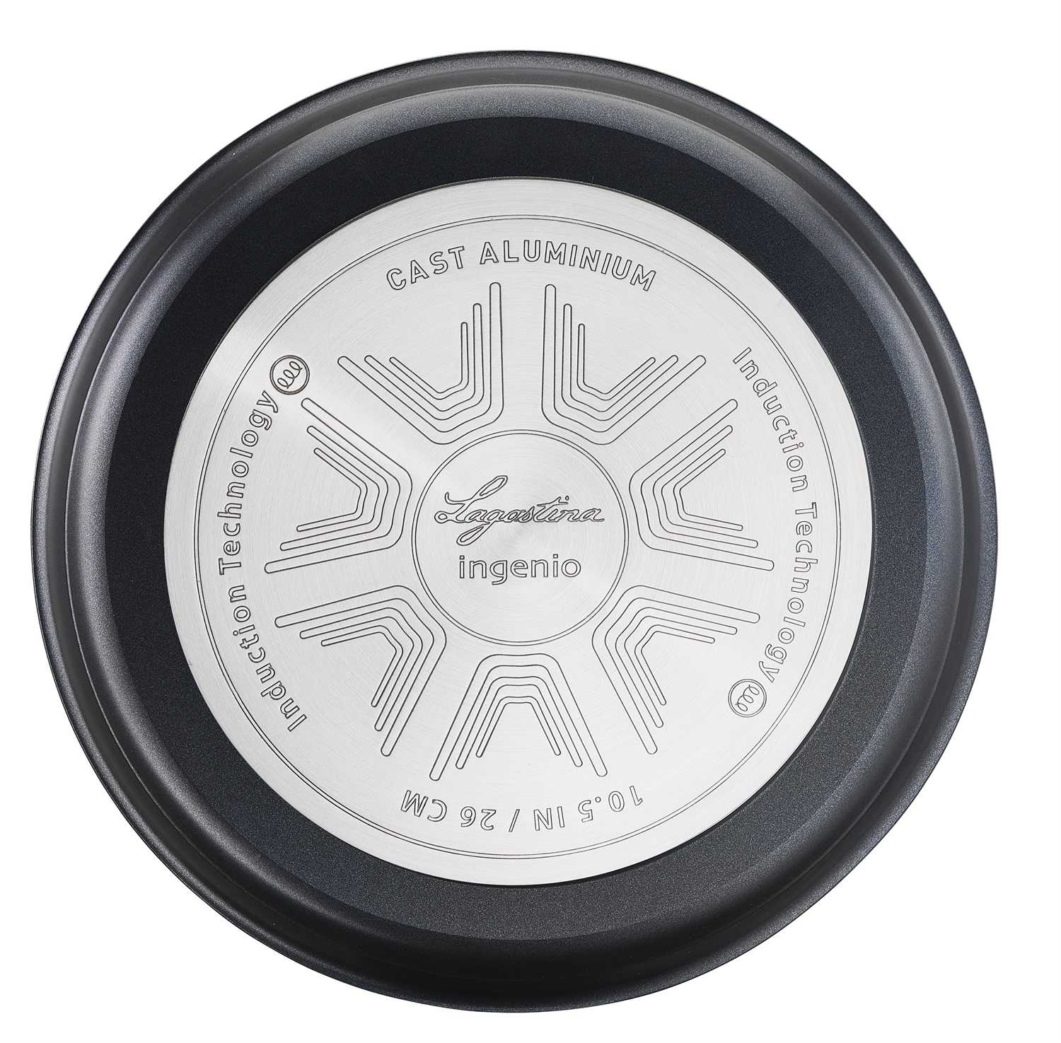 Lagostina Ingenio Mineralis Green Bistecchiera Rotonda 27,8 cm - Antiaderente in Alluminio Pressofuso con Manico Amovibile e Indicatore di Cottura Thermosignal