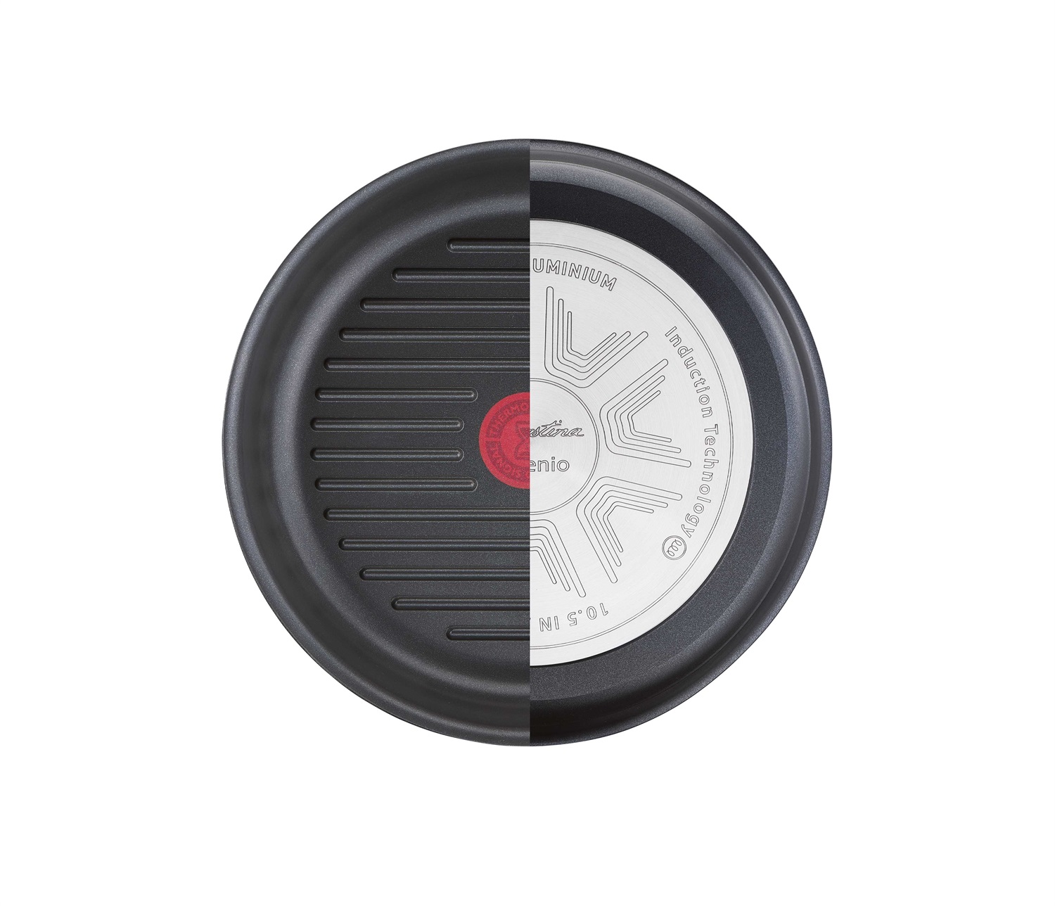 Lagostina Ingenio Mineralis Green Bistecchiera Rotonda 27,8 cm - Antiaderente in Alluminio Pressofuso con Manico Amovibile e Indicatore di Cottura Thermosignal