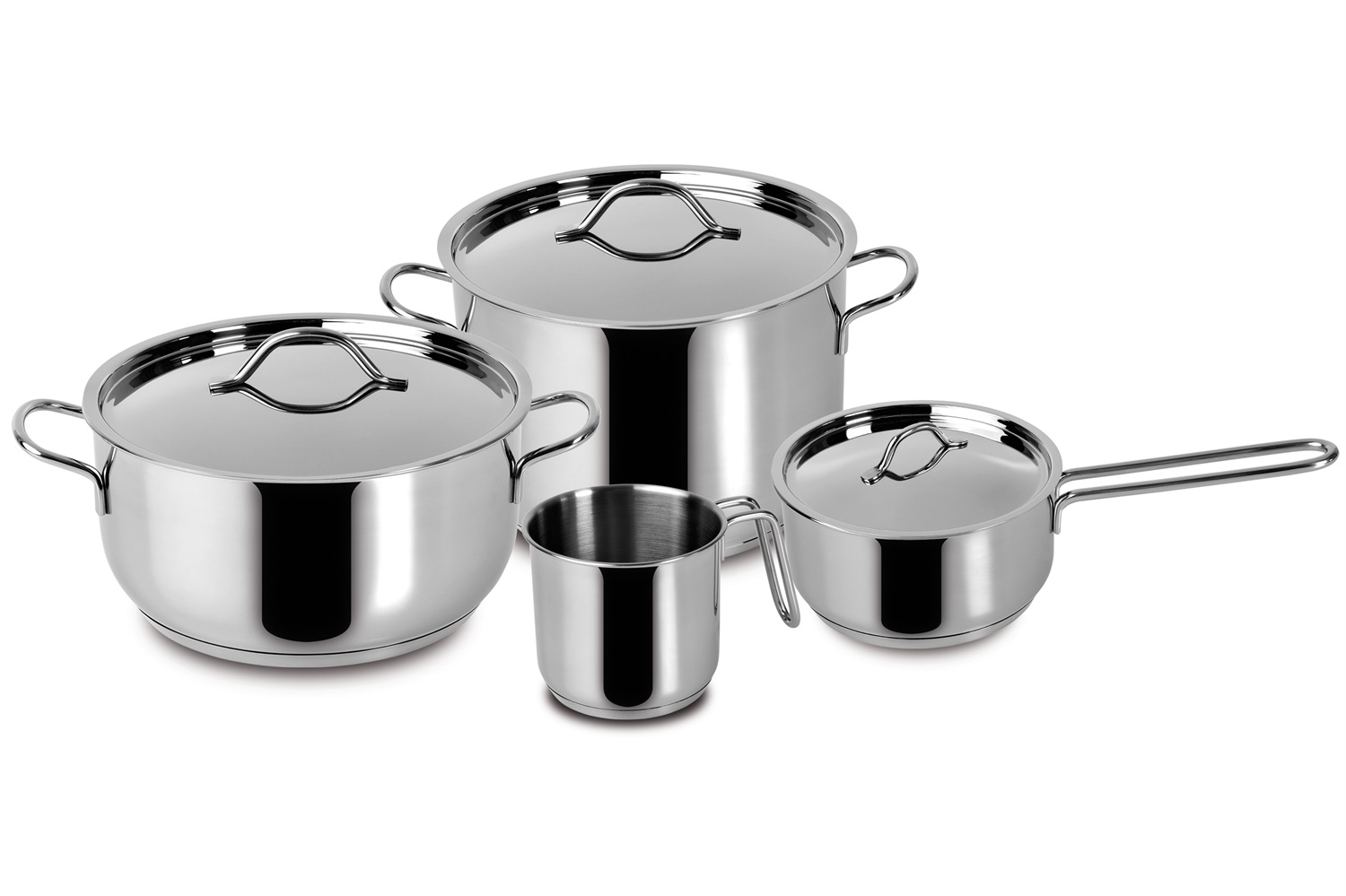 Lagostina Every Set di Pentole in Acciaio Inox - 7 Pezzi: Pentola 18 cm, Casseruola 22 cm, Bollilatte 12 cm, Casseruola 14 cm e Coperchi