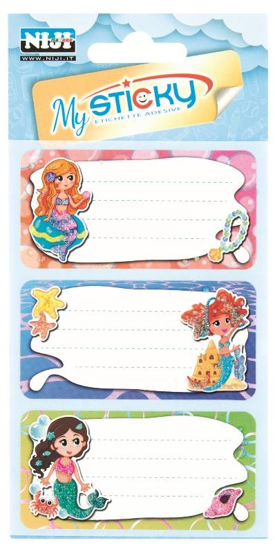 Lebez Etichette Adesive Scuola MySticky - 6 Etichette Femminili Assortite, Formato 8,5 x 16 cm