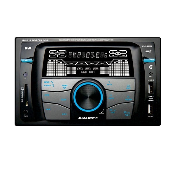 Majestic SV-517 RDS BT DAB Autoradio Doppio DIN Nero 180W Bluetooth FM Stereo DAB USB/SD/AUX-IN