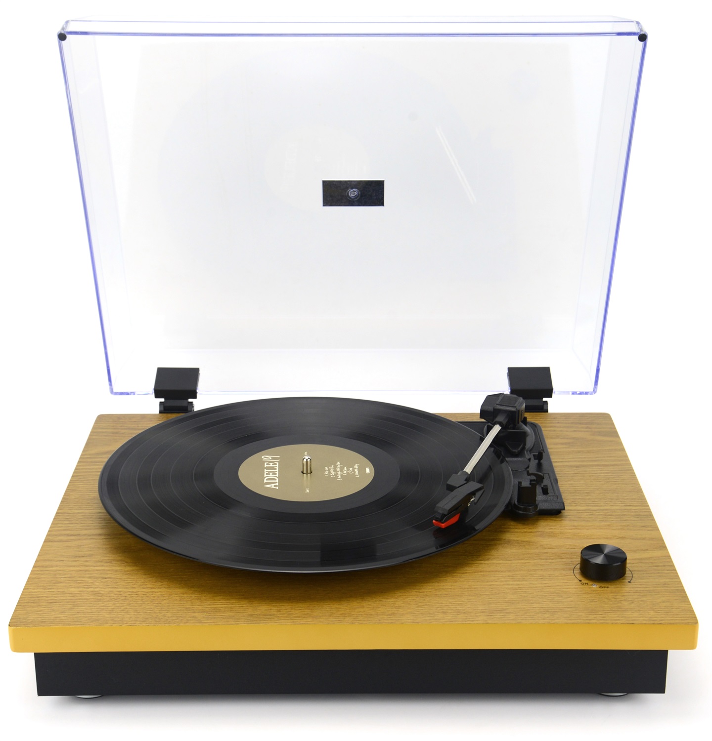 Majestic TT 53 - Giradischi Vintage in Legno, 33/45/78 Giri/min, Bluetooth, Ingresso USB, Altoparlanti Incorporati, Potenza 4W, Colore Nero/Giallo