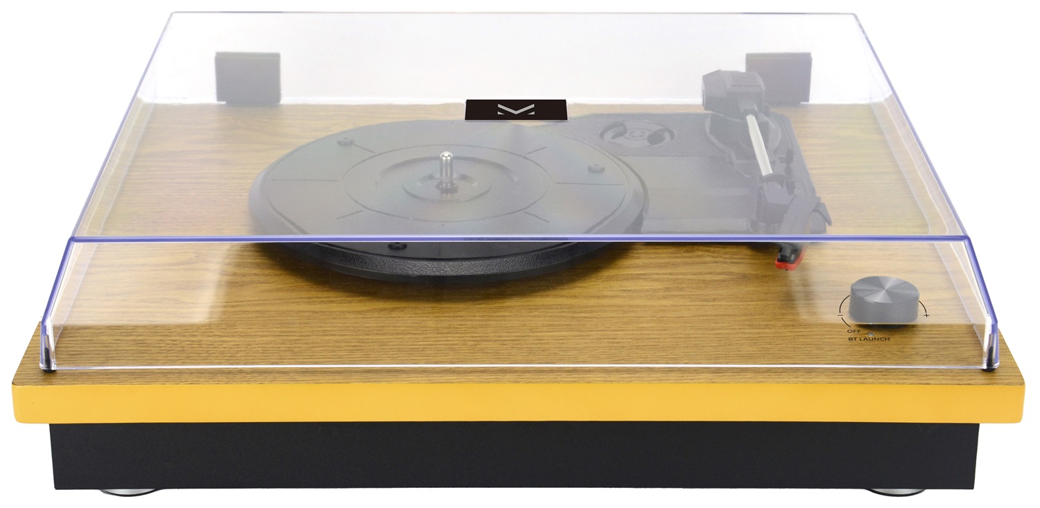 Majestic TT 53 - Giradischi Vintage in Legno, 33/45/78 Giri/min, Bluetooth, Ingresso USB, Altoparlanti Incorporati, Potenza 4W, Colore Nero/Giallo