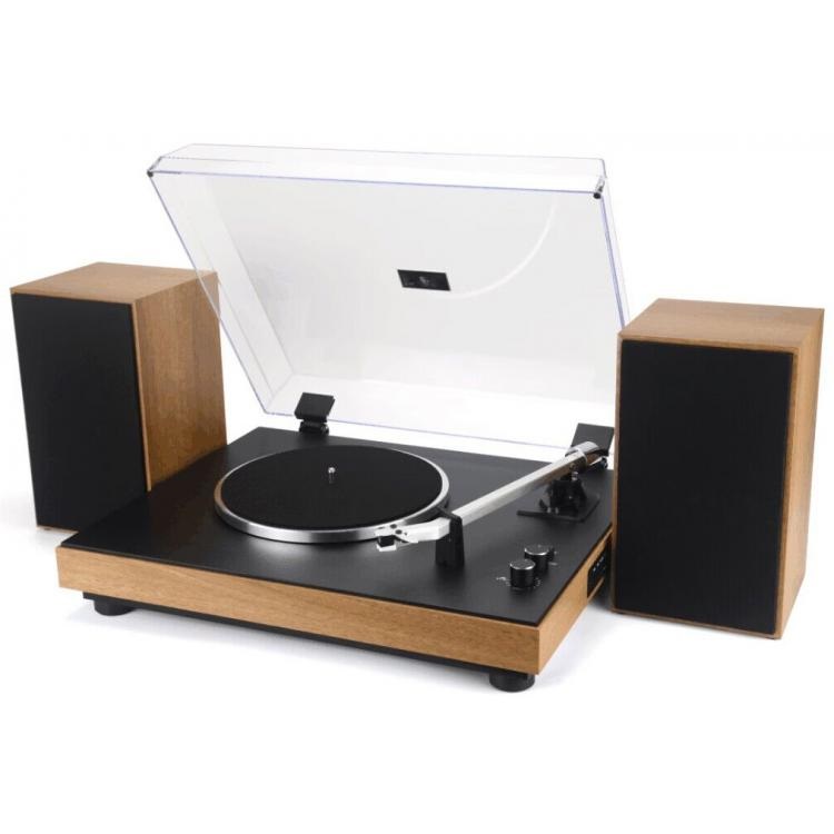 Majestic TT 54 - Giradischi Vintage con Trasmissione a Cinghia, Altoparlanti Stereo Esterni da 30W, Wireless Audio, Ingresso USB, 33/45 Giri