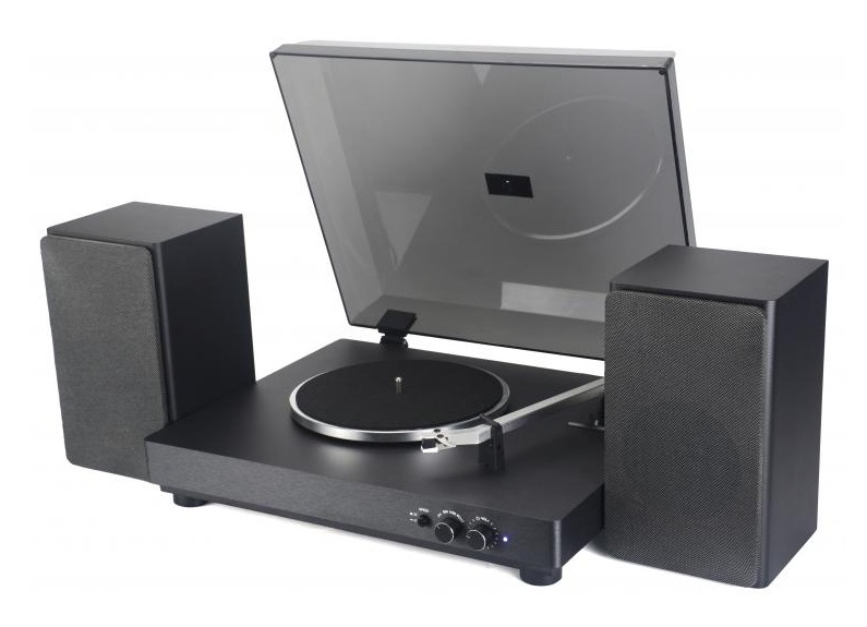 Majestic TT 64 - Giradischi 33/45 giri con Altoparlanti Stereo Esterni da 30W, Wireless Audio e Porta USB, Nero