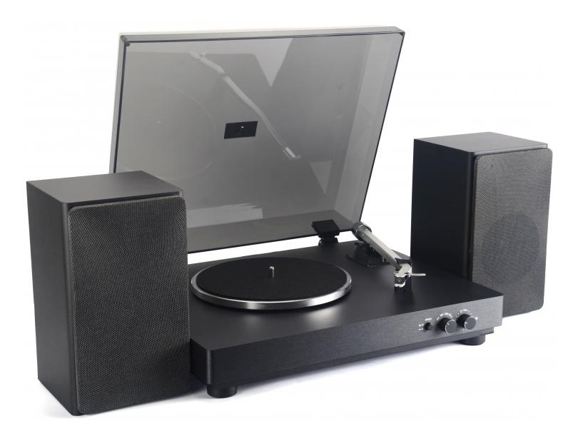 Majestic TT 64 - Giradischi 33/45 giri con Altoparlanti Stereo Esterni da 30W, Wireless Audio e Porta USB, Nero