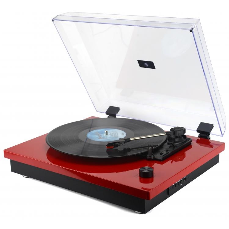Majestic TT 53 RD Giradischi Vintage Rosso e Giallo, 33/45/78 giri, Wireless Audio, Ingresso USB, Altoparlanti Incorporati