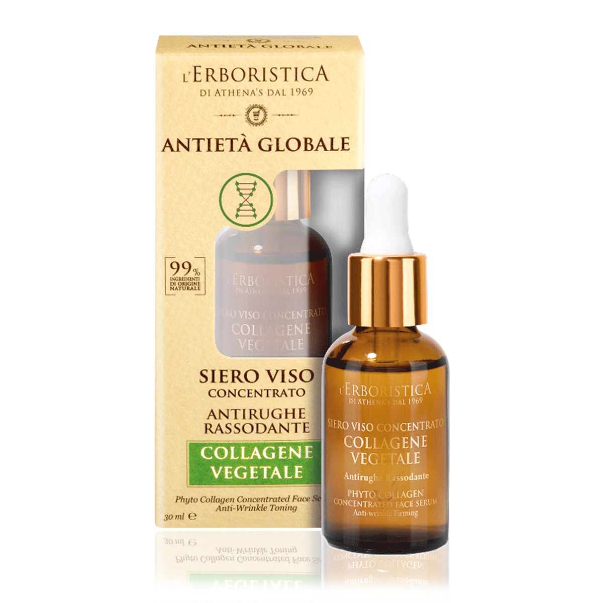 L'Erboristica Siero Viso Antietà Globale Antirughe Rassodante con Collagene Vegetale - 30 ml