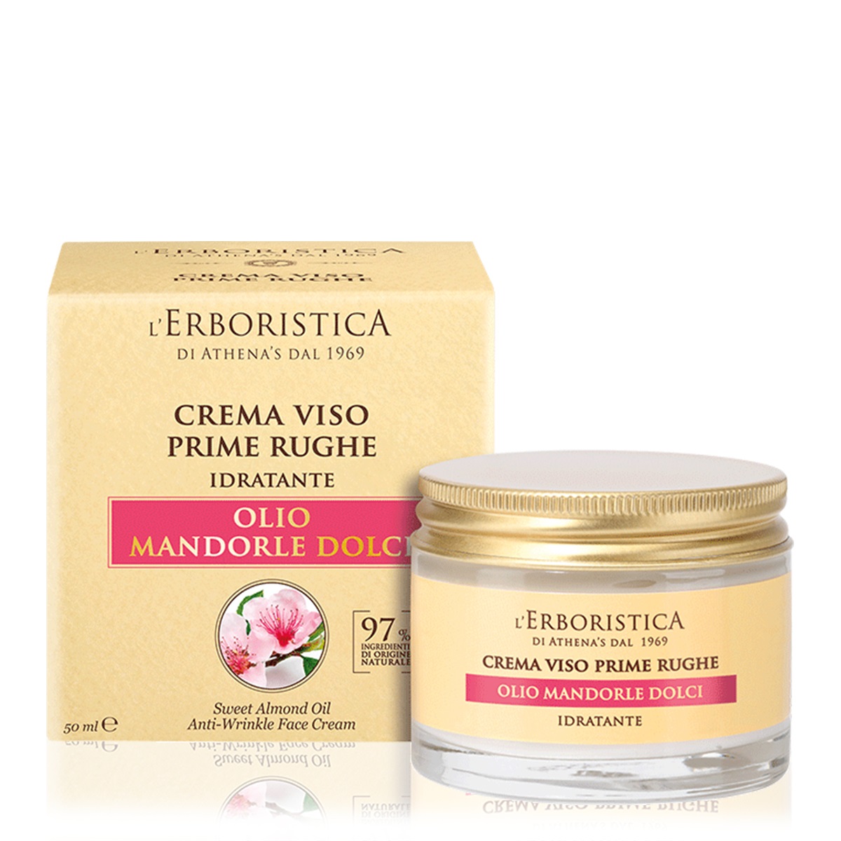 L'Erboristica Crema Viso Prime Rughe all'Olio di Mandorle Dolci - Idratante e Protettiva, 50 ml