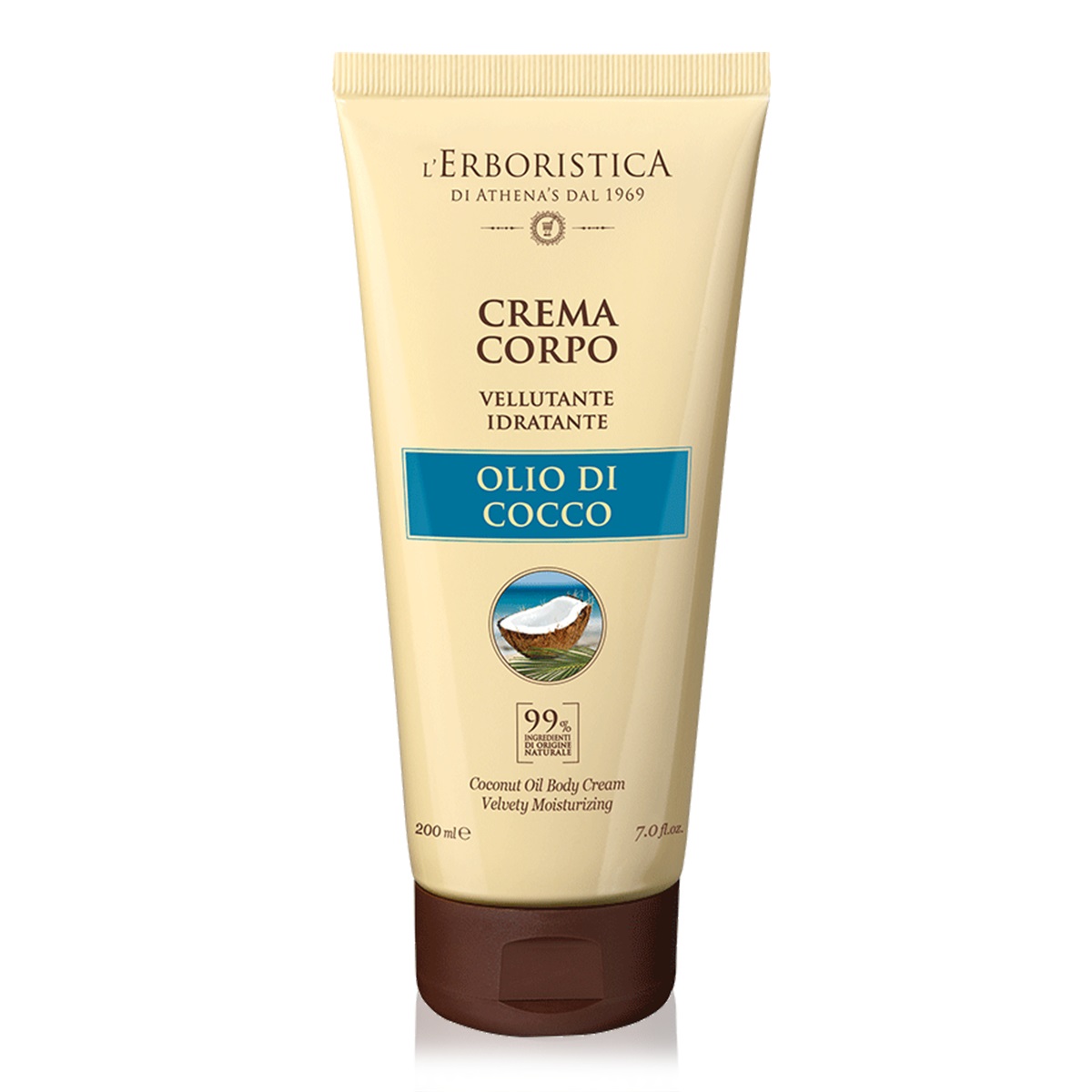 L'Erboristica Crema Corpo Idratante all'Olio di Cocco e Monoi - 200 ml, Levigante e Antiossidante