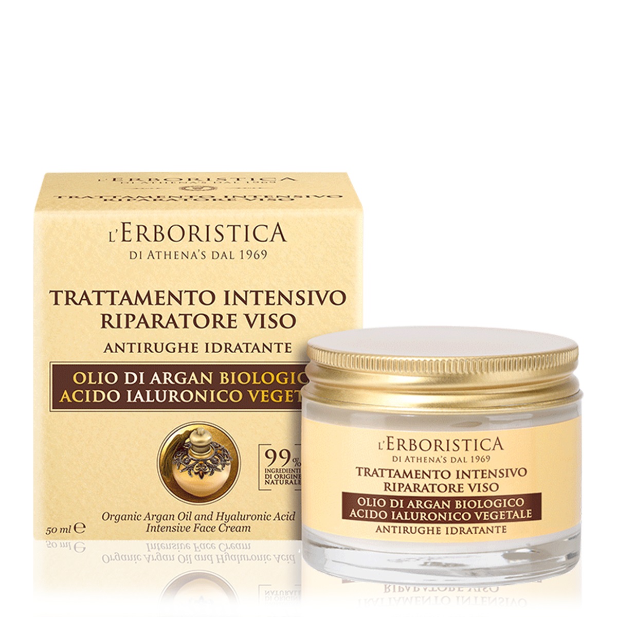 L'Erboristica Crema Viso Antirughe e Idratante all'Olio di Argan e Acido Ialuronico Vegetale - 50 ml